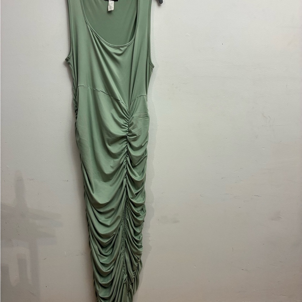 Chic Olive Ruched Maxi Dress